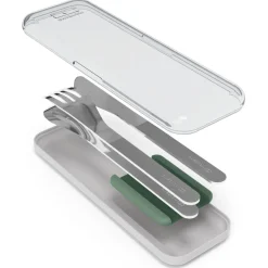 Monbento RVS Pocket Bestek Slim Box • Natural Green