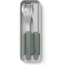 Monbento RVS Pocket Bestek Slim Box • Natural Green