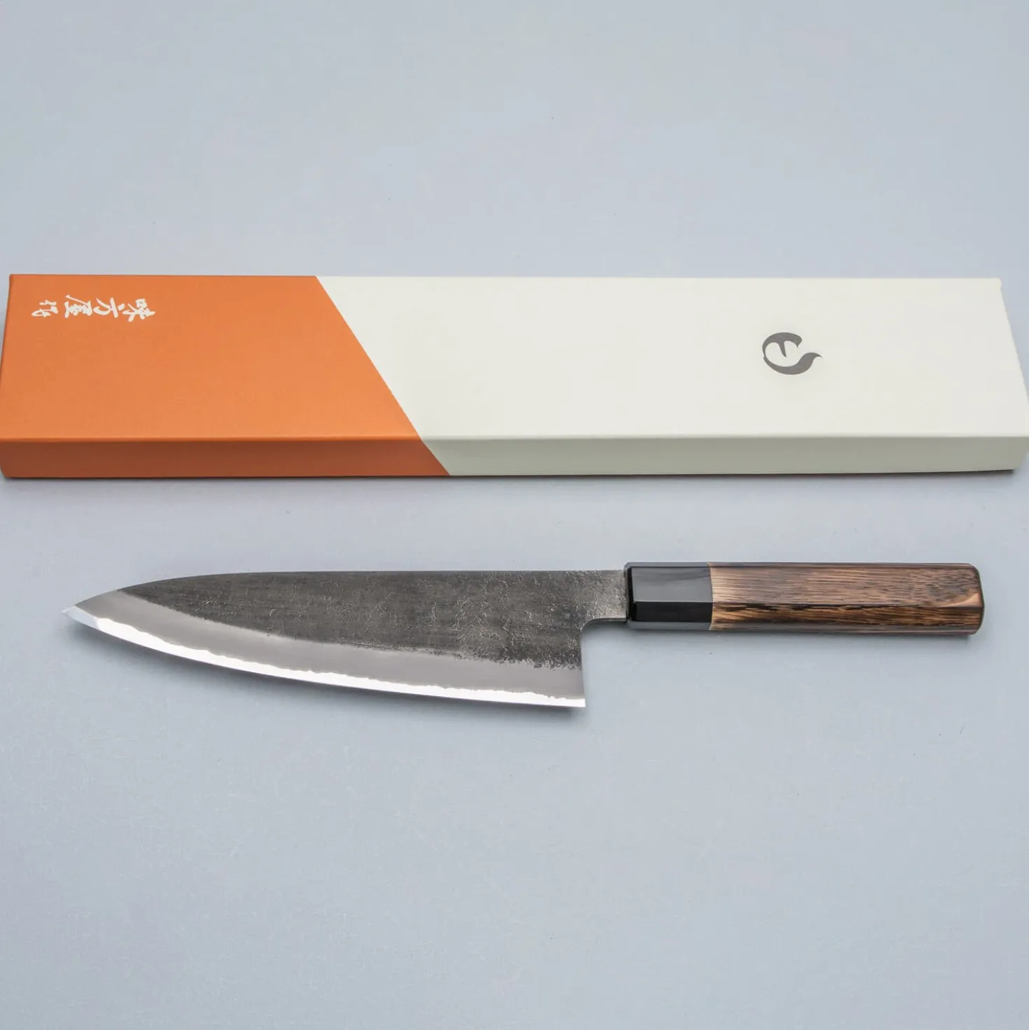 Mutsumi Hinoura Shirogami Kurouchi Nashiji Gyuto 18 cm