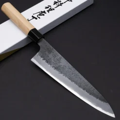 Mutsumi Hinoura Shirogami #2 Kurouchi Nashiji Gyuto 21 cm