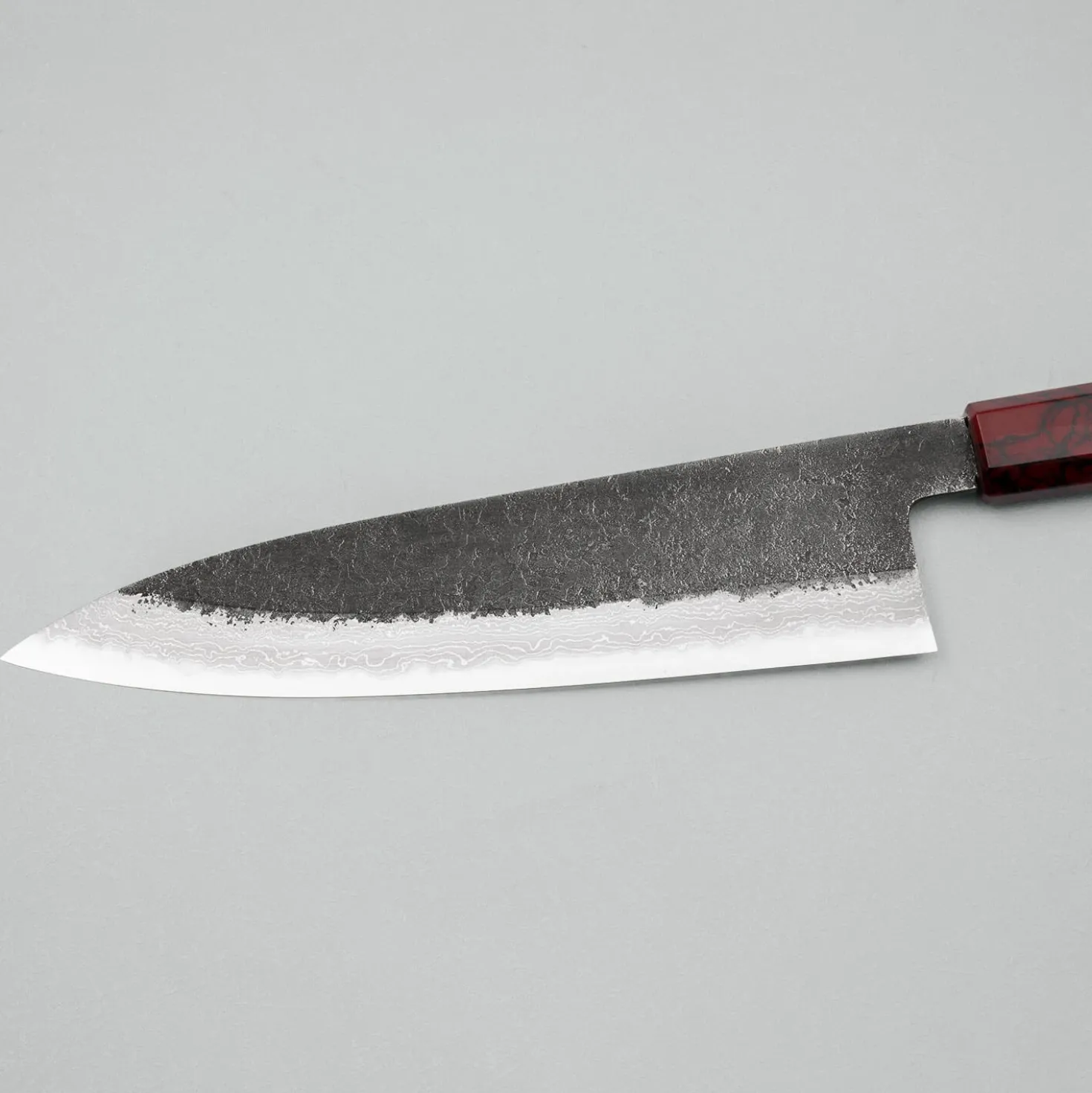 Mutsumi Hinoura Shirogami #2 Kurouchi Damast Padouk Gyuto 21 cm