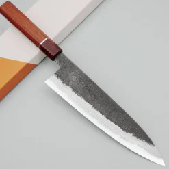 Mutsumi Hinoura Shirogami #2 Kurouchi Damast Padouk Gyuto 21 cm