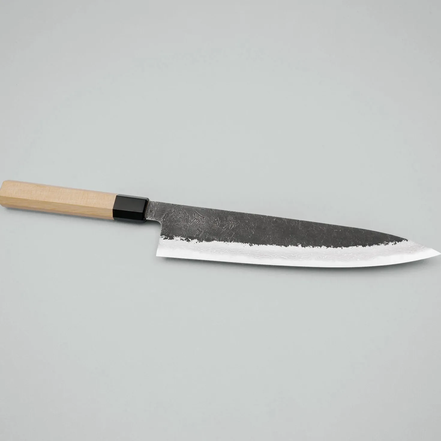 Mutsumi Hinoura Shirogami #2 Kurouchi Damast Aomori Gyuto 24 cm