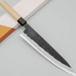 Mutsumi Hinoura Shirogami #2 Kurouchi Damast Aomori Gyuto 24 cm