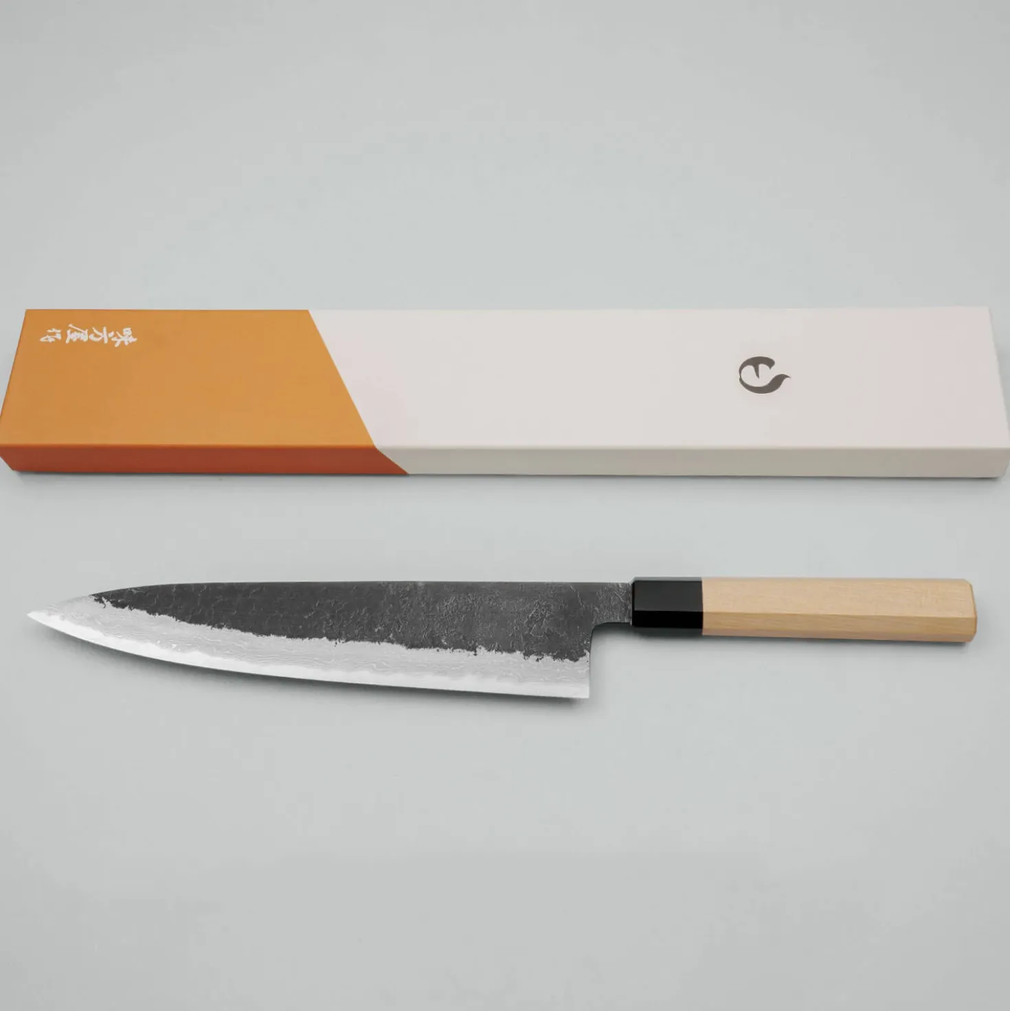 Mutsumi Hinoura Shirogami #2 Kurouchi Damast Aomori Gyuto 24 cm