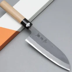 Mutsumi Hinoura Shirogami Kuruchi Santoku 16.5 cm