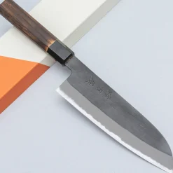 Mutsumi Hinoura Shirogami Kurouchi Santoku 18 cm