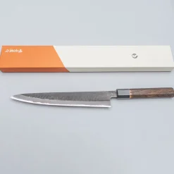 Mutsumi Hinoura Shirogami Kurouchi Nashiji Sujihiki 24 cm