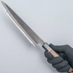 Mutsumi Hinoura Shirogami Kurouchi Nashiji Sujihiki 24 cm