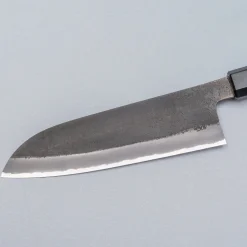 Mutsumi Hinoura Shirogami Kurouchi Nashiji Santoku 18 cm