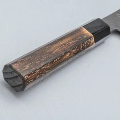 Mutsumi Hinoura Shirogami Kurouchi Nashiji Santoku 18 cm