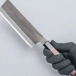 Mutsumi Hinoura Shirogami Kurouchi Nashiji Nakiri 18 cm