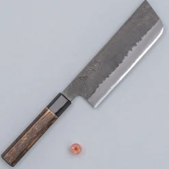 Mutsumi Hinoura Shirogami Kurouchi Nashiji Nakiri 16.5 cm