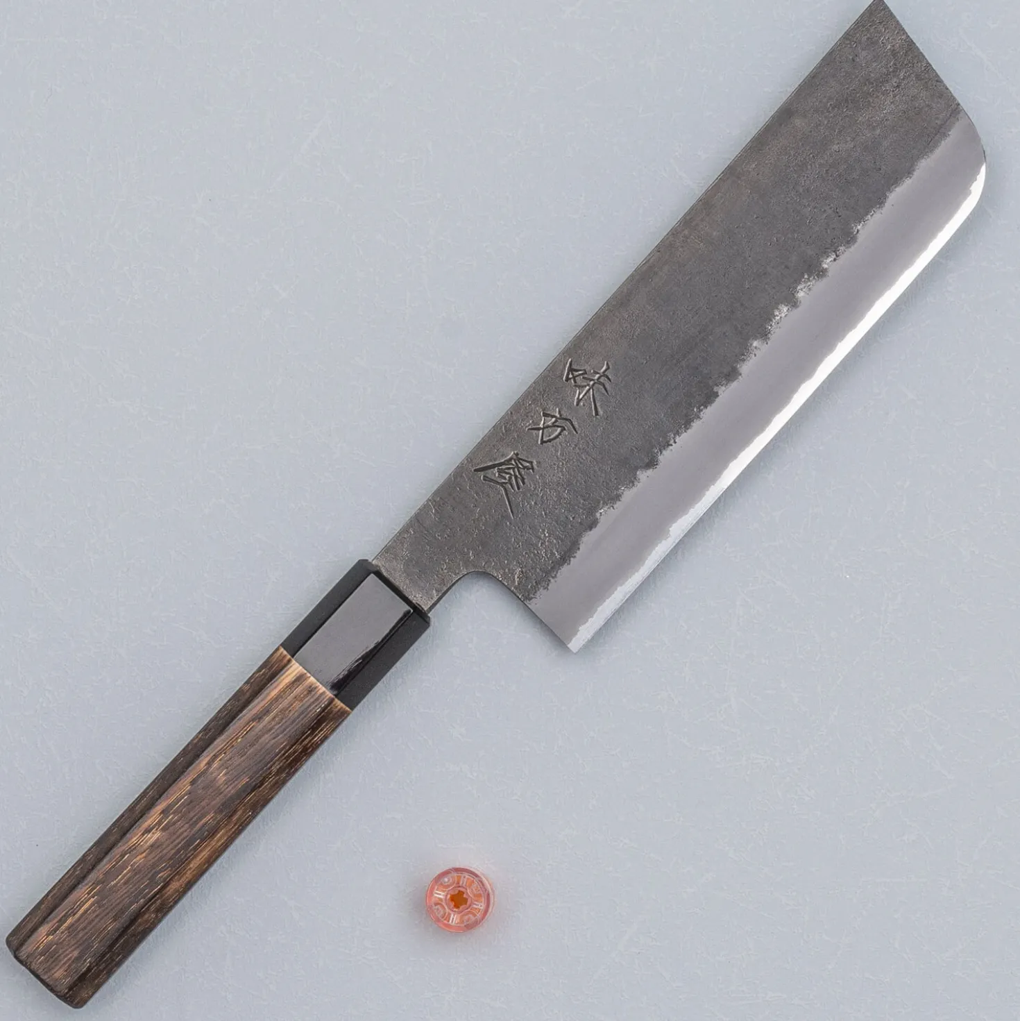 Mutsumi Hinoura Shirogami Kurouchi Nashiji Nakiri 16.5 cm