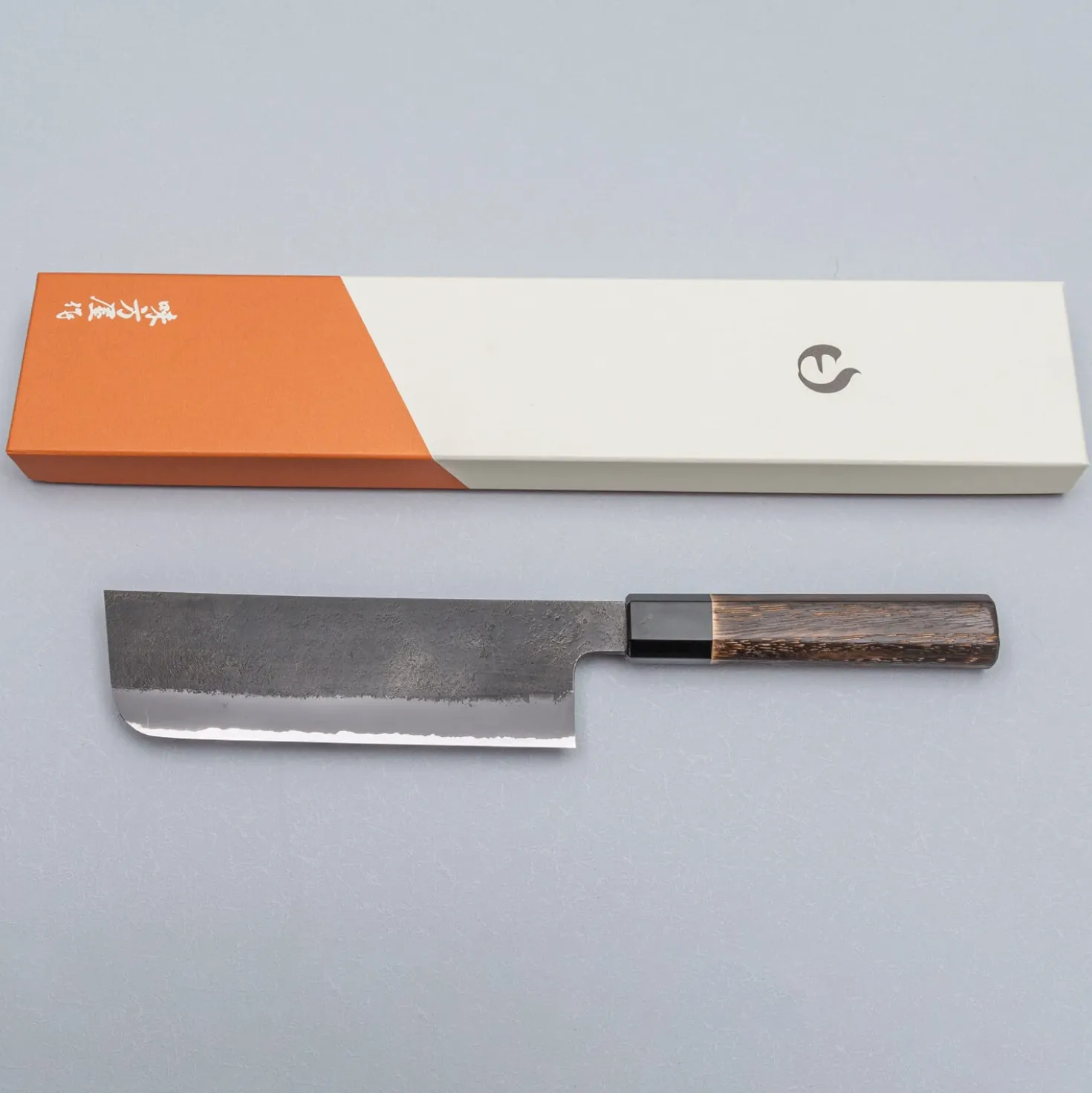 Mutsumi Hinoura Shirogami Kurouchi Nashiji Nakiri 16.5 cm