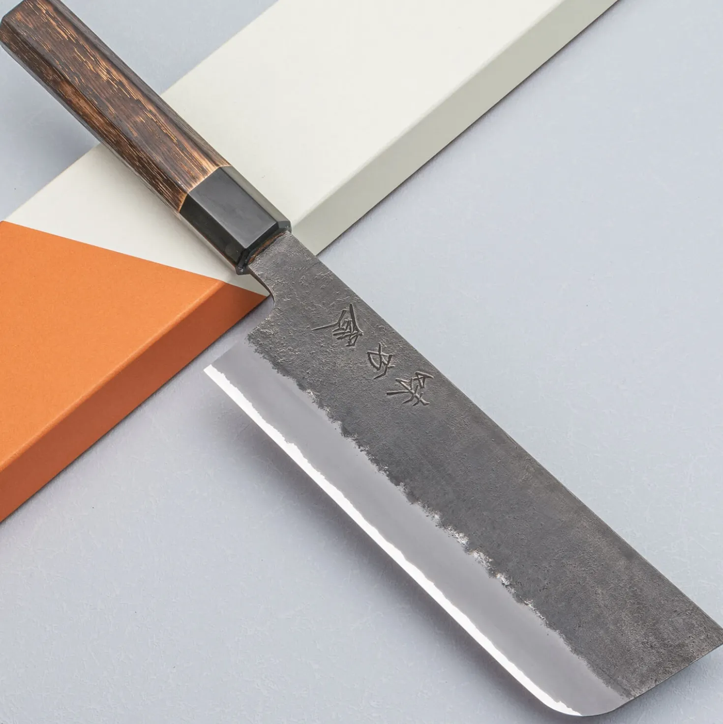 Mutsumi Hinoura Shirogami Kurouchi Nashiji Nakiri 16.5 cm