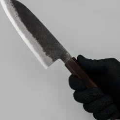 Mutsumi Hinoura Shirogami #2 Kurouchi Damast Santoku 17 cm