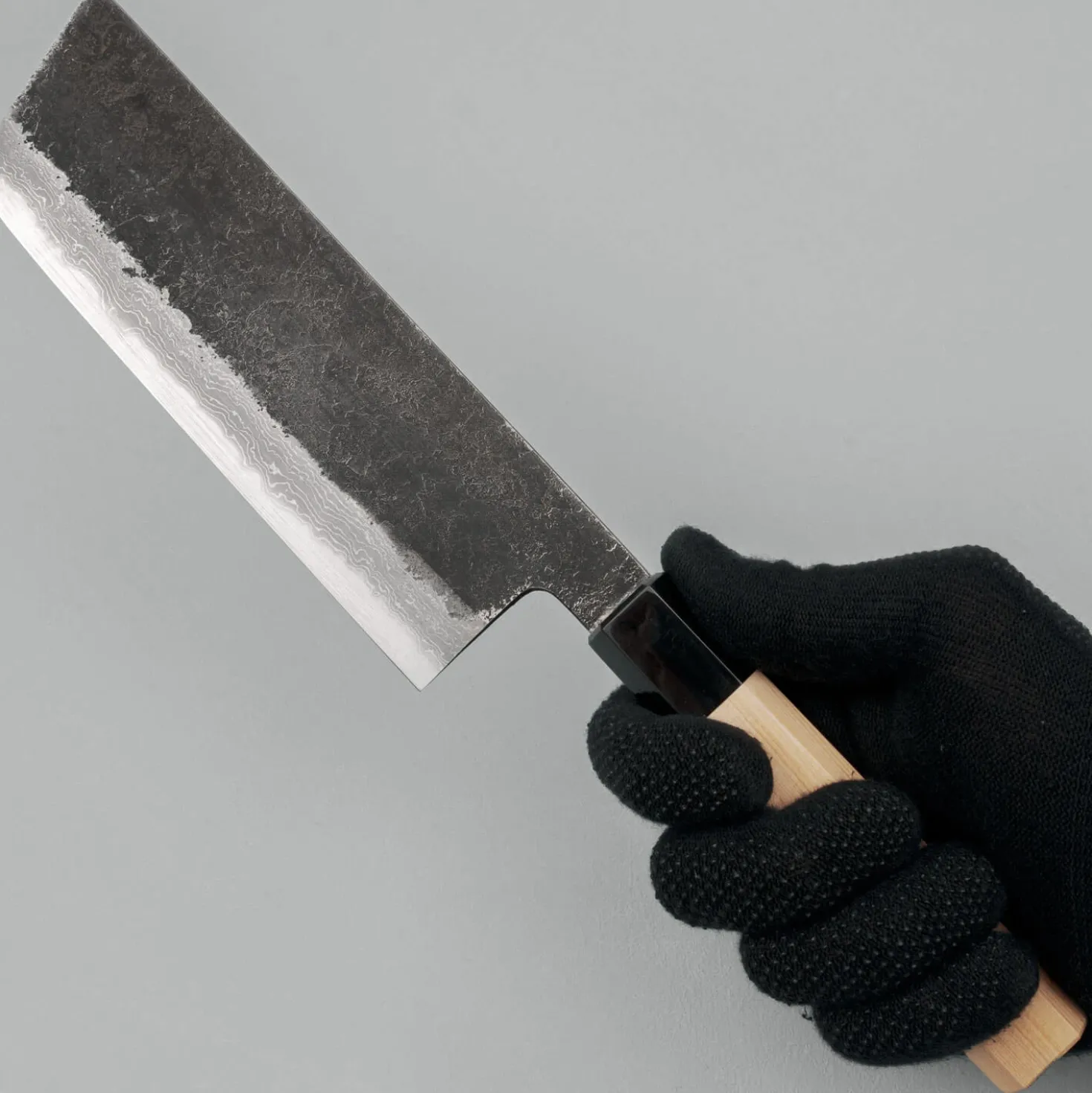 Mutsumi Hinoura Shirogami #2 Kurouchi Damast Nakiri 16.5 cm
