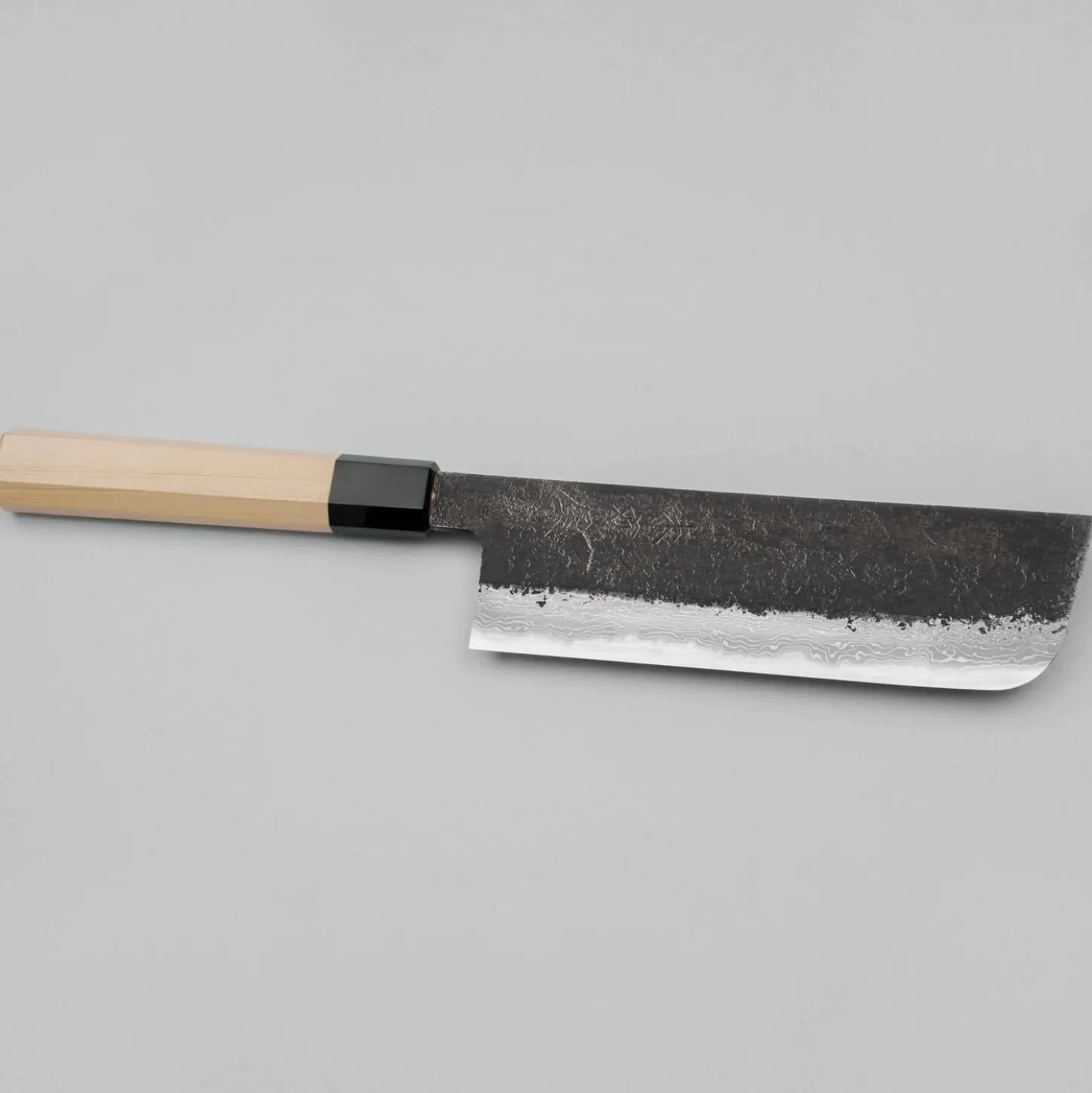 Mutsumi Hinoura Shirogami #2 Kurouchi Damast Nakiri 16.5 cm