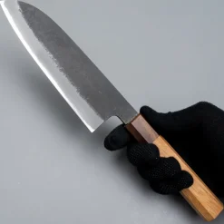 Mutsumi Hinoura Shirogami Nashiji Santoku 16.5 cm