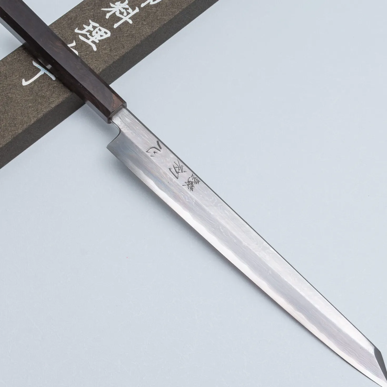 Nakagawa Satoshi Aogami Damast Ebony Kiritsuke Yanagiba 30 cm