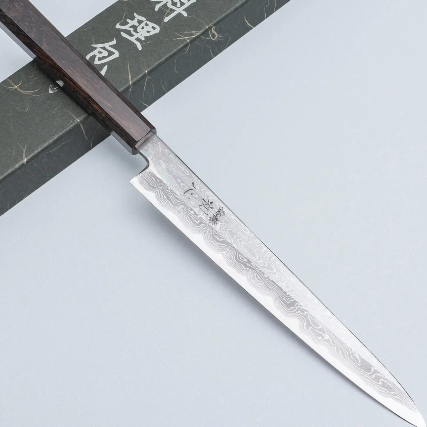 Nakagawa Satoshi Aogami Damast Ebony Sujihiki 24 cm