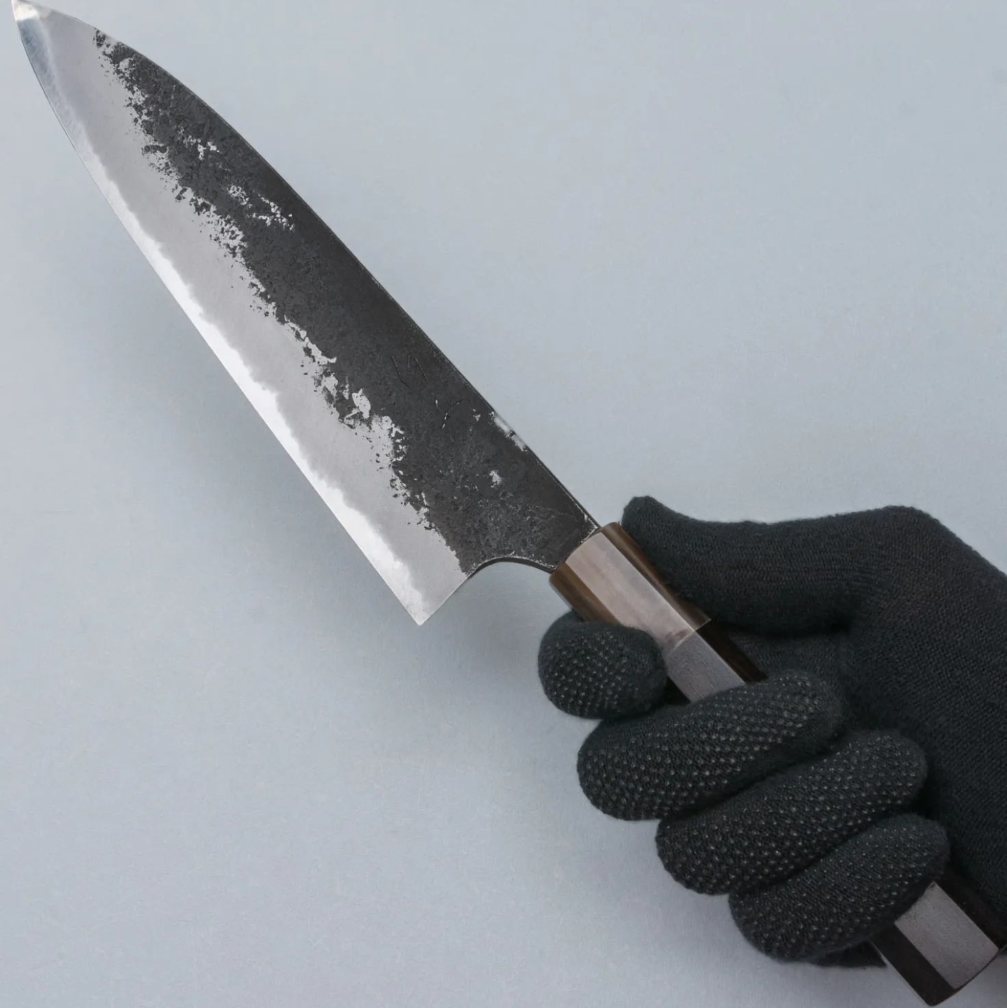 Naoki Mazaki Shirogami #2 Kurouchi African Blackwood Horn Gyuto 21 cm