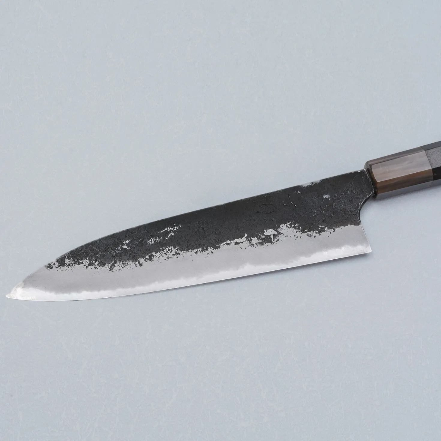 Naoki Mazaki Shirogami #2 Kurouchi African Blackwood Horn Gyuto 21 cm