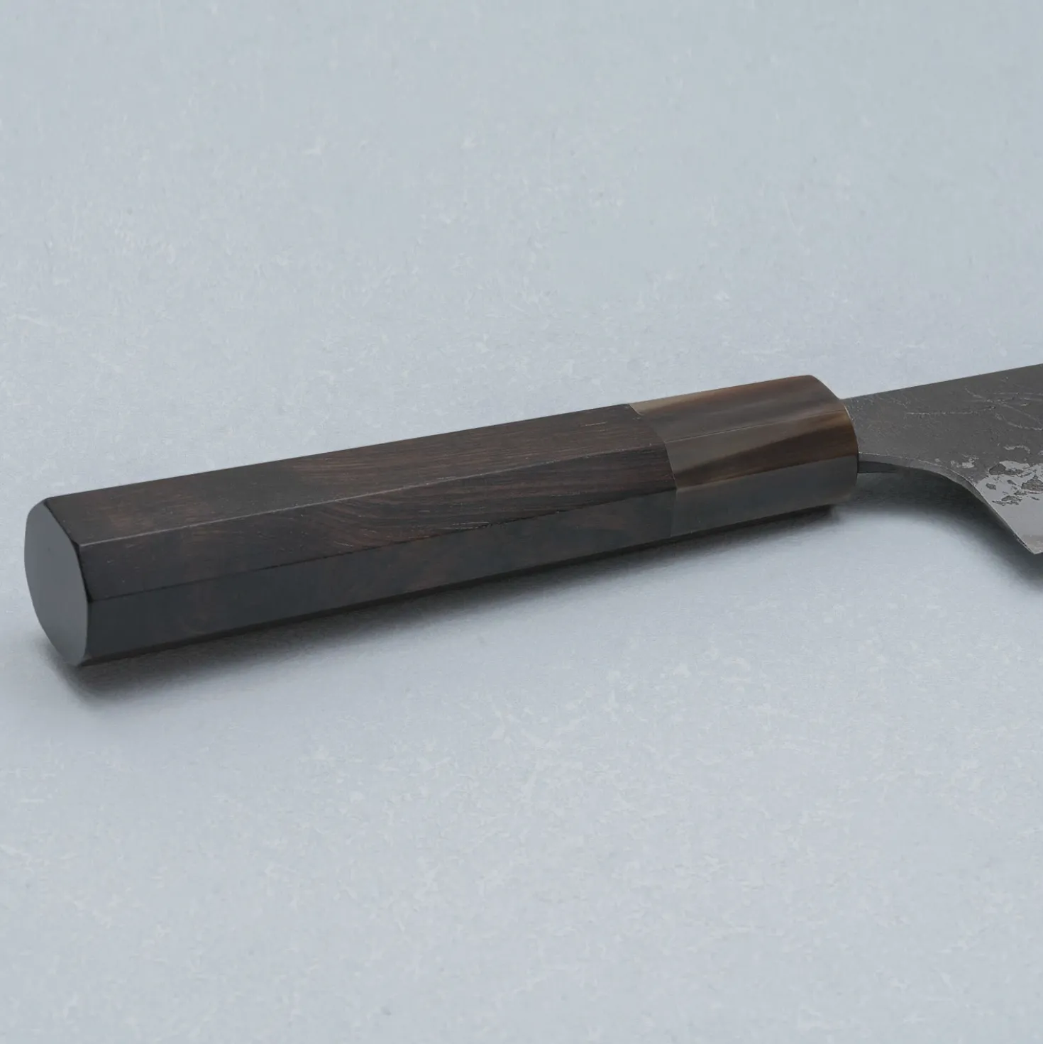 Naoki Mazaki Shirogami #2 Kurouchi African Blackwood Horn Gyuto 21 cm