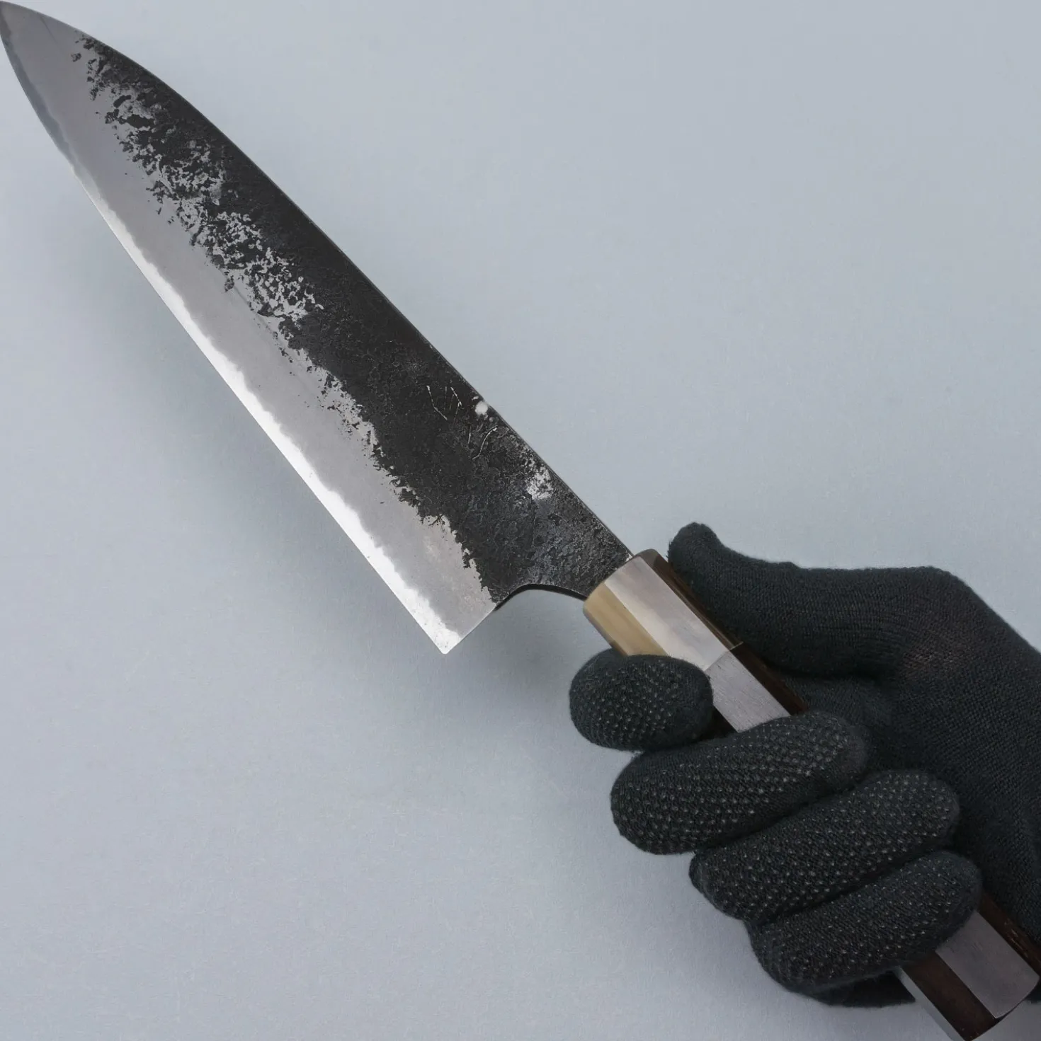 Naoki Mazaki Shirogami #2 Kurouchi African Blackwood Horn Gyuto 24 cm