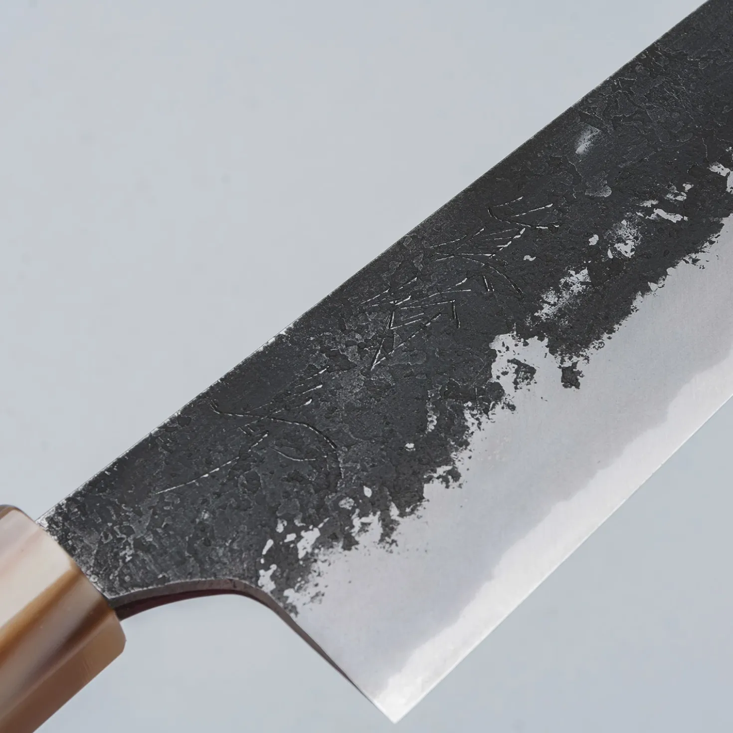 Naoki Mazaki Shirogami #2 Kurouchi African Blackwood Horn Gyuto 24 cm