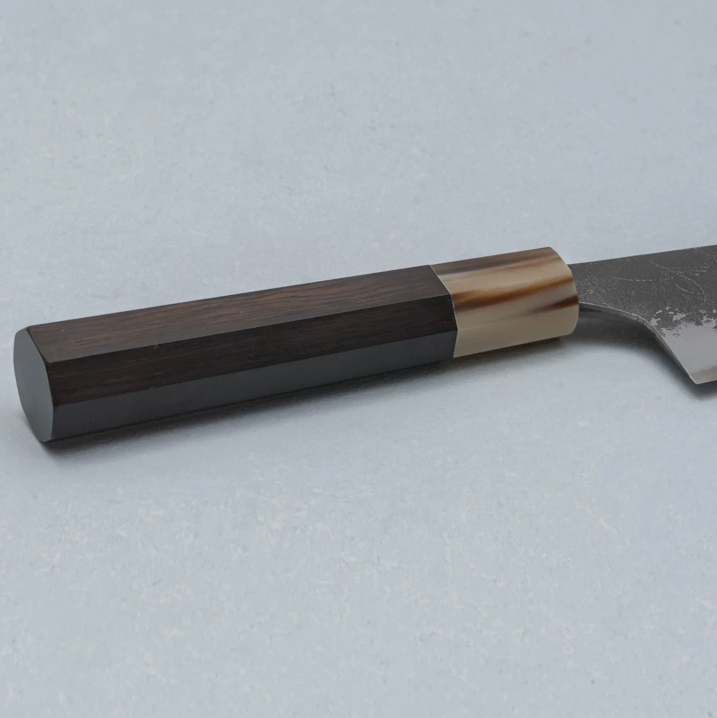 Naoki Mazaki Shirogami #2 Kurouchi African Blackwood Horn Gyuto 24 cm