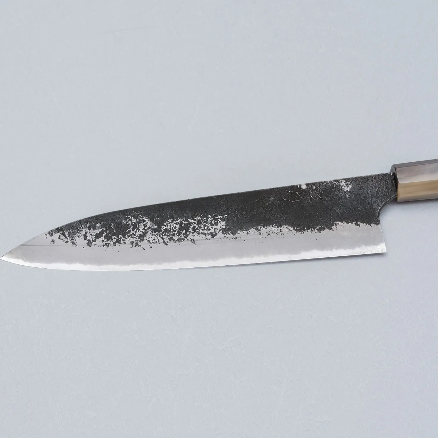Naoki Mazaki Shirogami #2 Kurouchi African Blackwood Horn Gyuto 24 cm