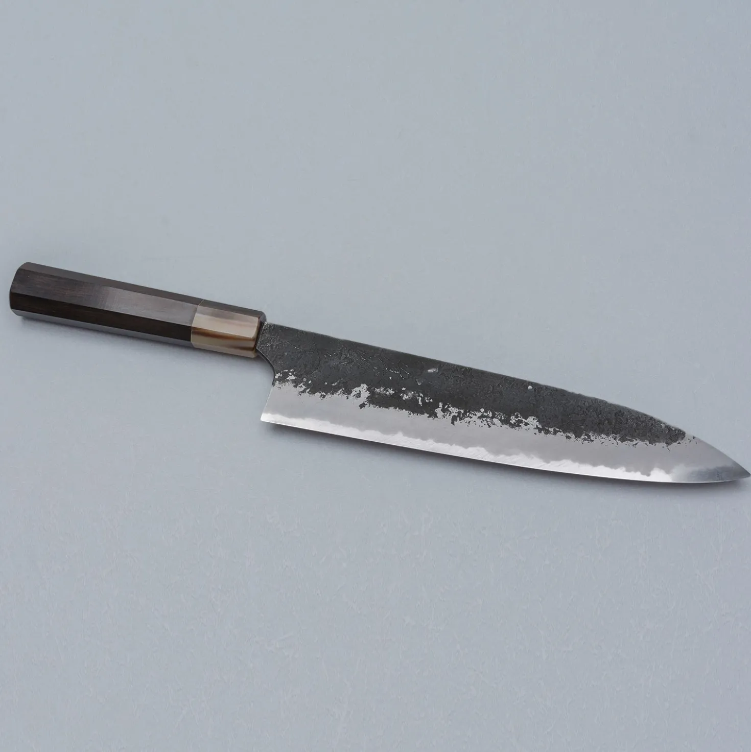 Naoki Mazaki Shirogami #2 Kurouchi African Blackwood Horn Gyuto 24 cm