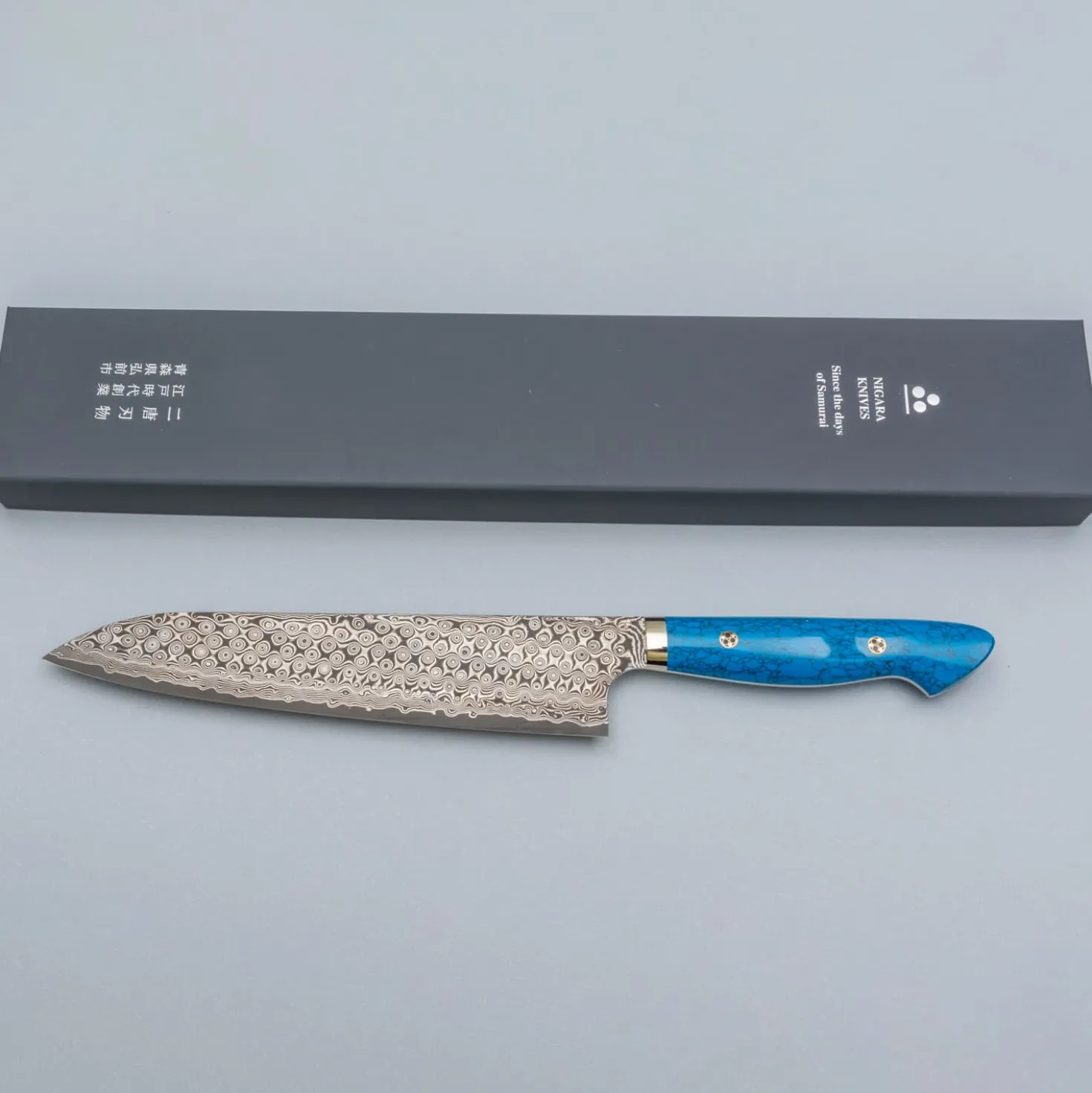 Nigara SG2 Damast Premium Dark Blue Gyuto 24 cm