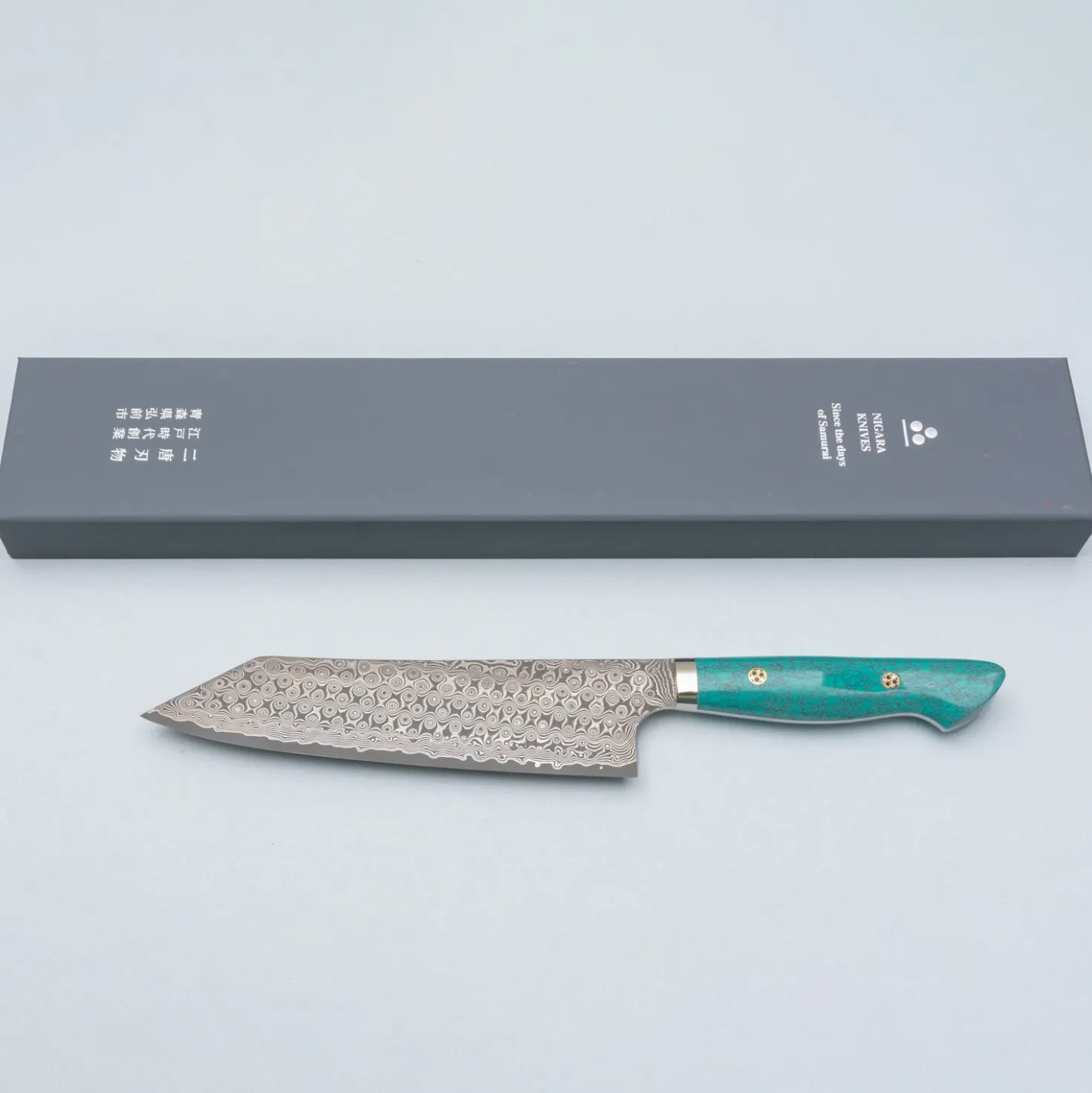 Nigara SG2 Damast Premium Turkoois Kiritsuke 21 cm