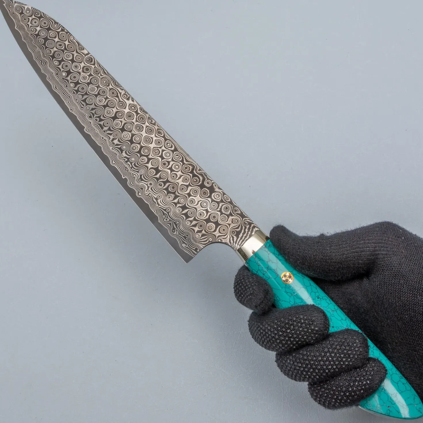 Nigara SG2 Damast Premium Turquoise Gyuto 24 cm