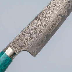 Nigara SG2 Damast Premium Turquoise Kiritsuke Petty 15 cm