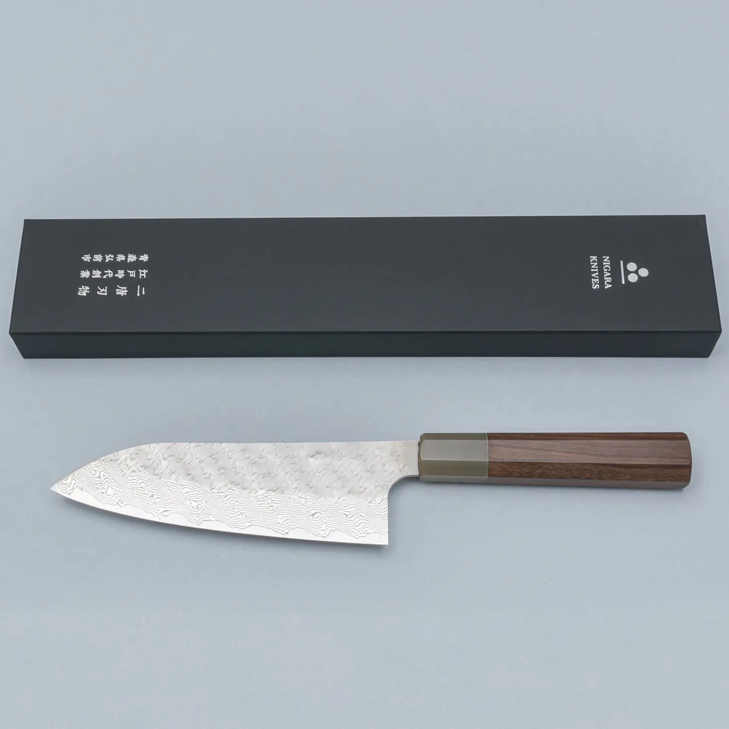 Nigara STRIX Tsuchime Migaki Rosewood Santoku 16.5 cm