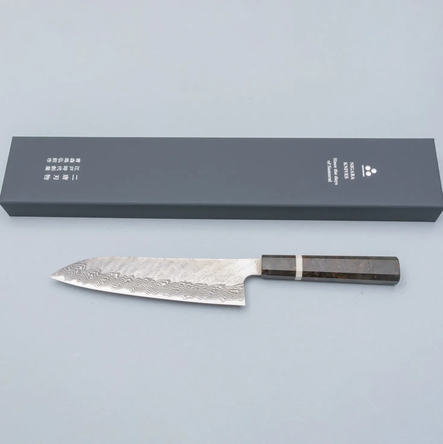 Nigara VG10 Tsuchime Damast Migaki Birch Gyuto 21 cm