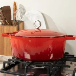 Olavson Gietijzeren Ovale Braadpan Kersenrood 31 cm
