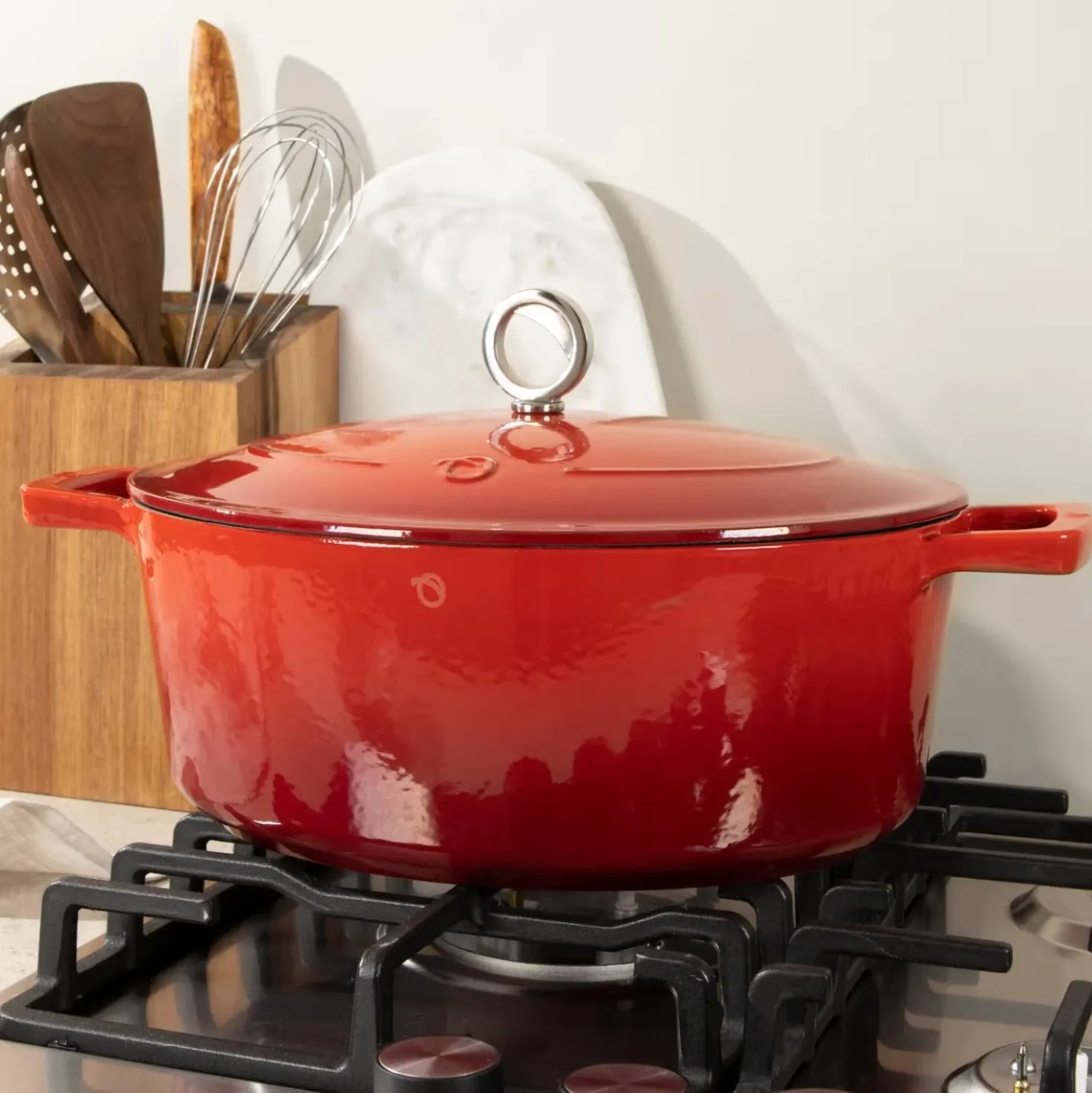 Olavson Gietijzeren Ovale Braadpan Kersenrood 31 cm