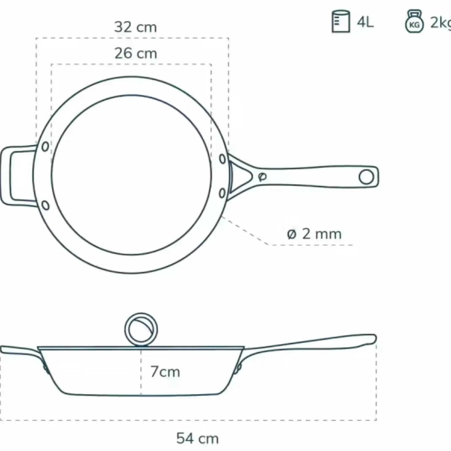 Olavson Koekenpan Ongecoat Met Deksel 32 cm