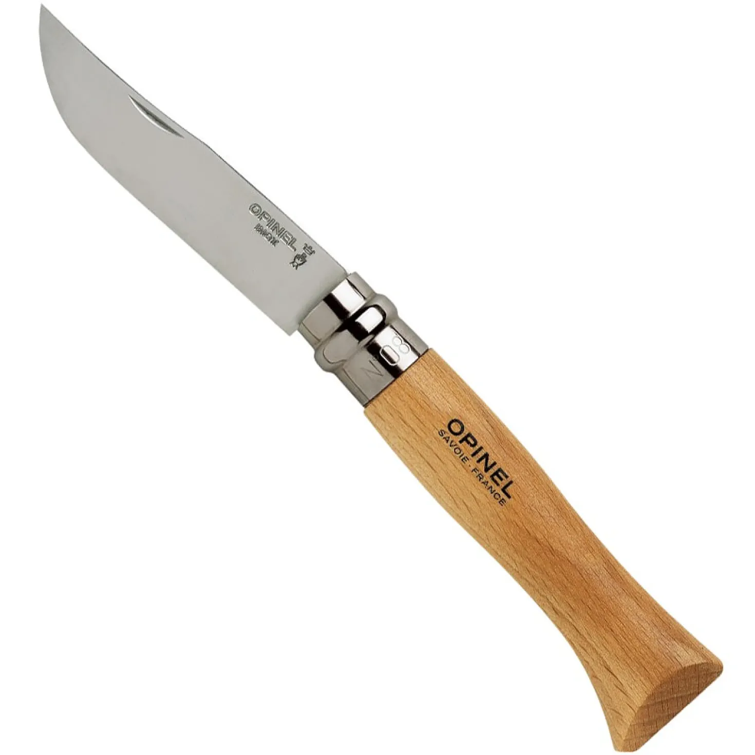 Opinel Zakmes no. 8 Roestvrij met Etui
