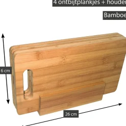 Point Virgule Bamboe Ontbijtplankjes 4 Stuks in houder