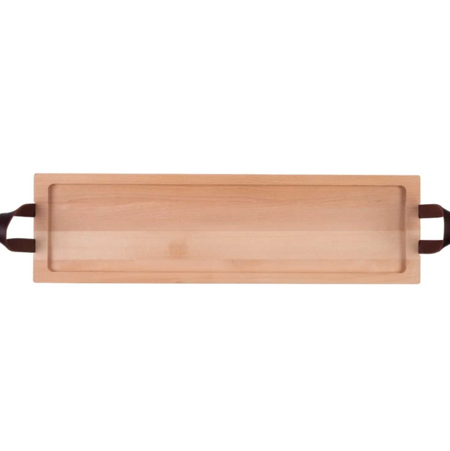 Puur Hout Serveerplank Beuken Met Leren Handgrepen (69x19.5 cm)