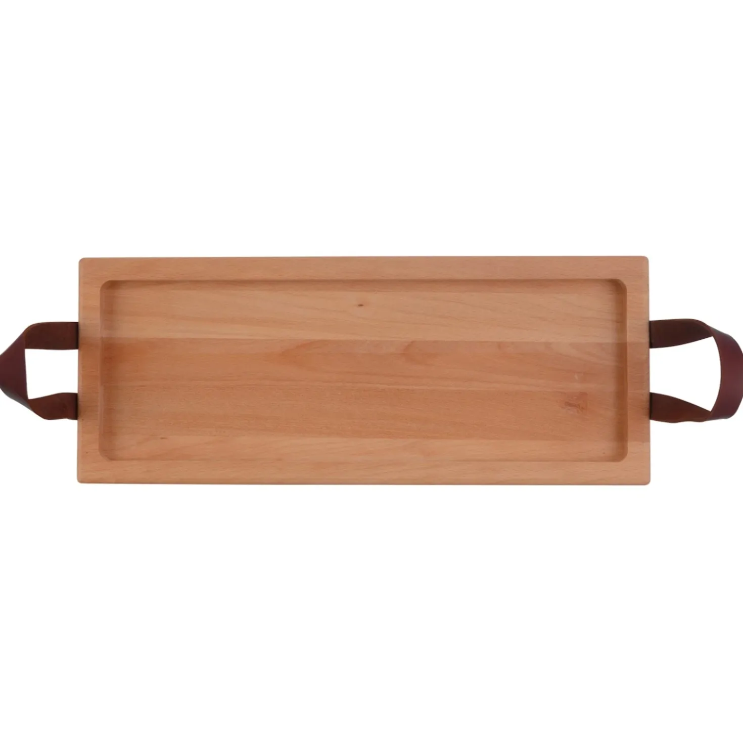 Puur Hout Serveerplank Beuken Met Leren Handgrepen (48 x 19.5 cm)