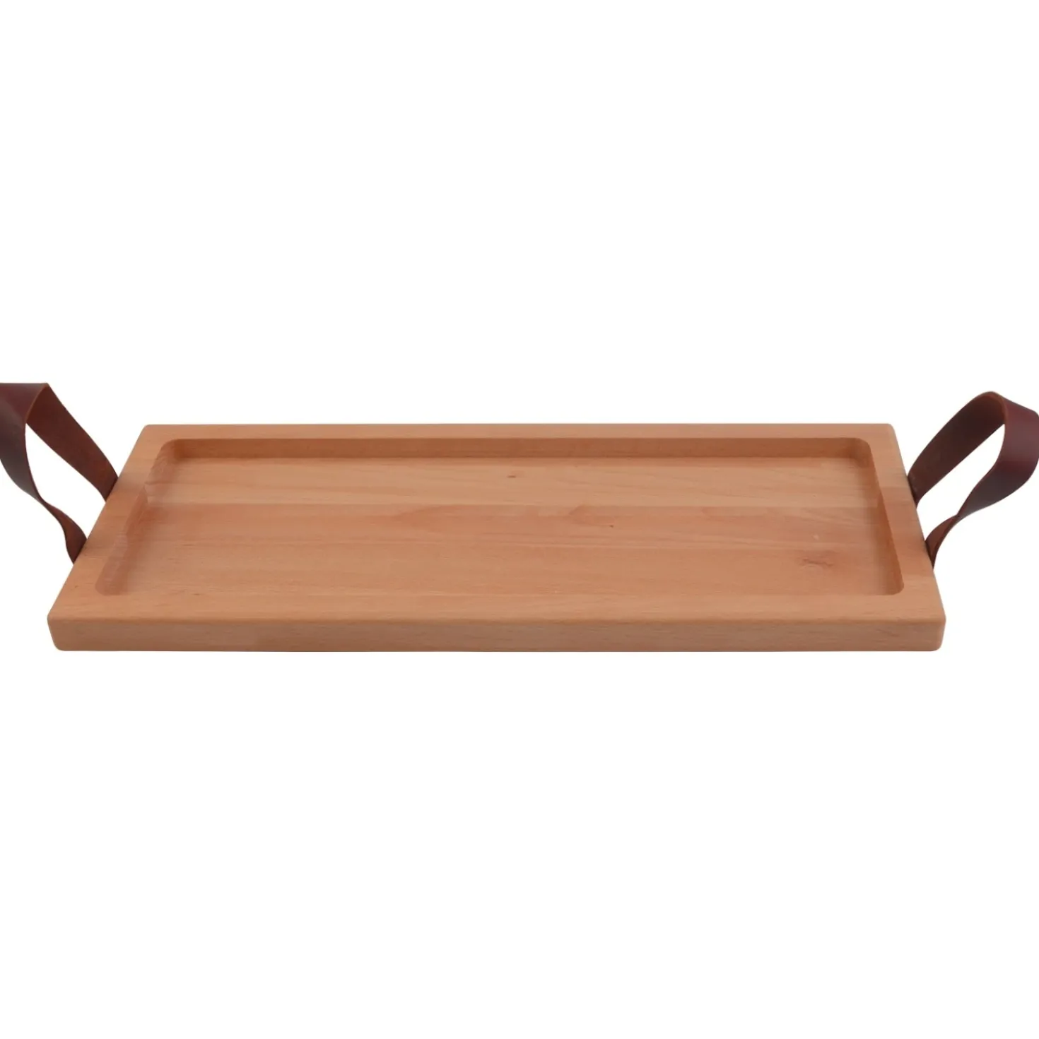 Puur Hout Serveerplank Beuken Met Leren Handgrepen (48 x 19.5 cm)