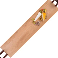 Puur Hout Serveerplank Beuken Met Leren Handgrepen (89x19.5 cm)