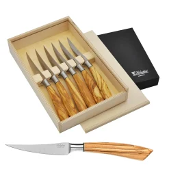 Saladini Steakmessen Olijfhout (6 stuks)
